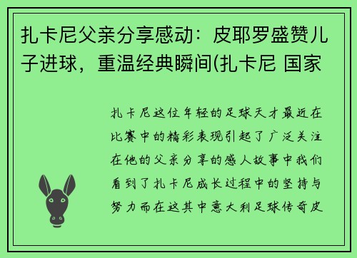 扎卡尼父亲分享感动：皮耶罗盛赞儿子进球，重温经典瞬间(扎卡尼 国家队)